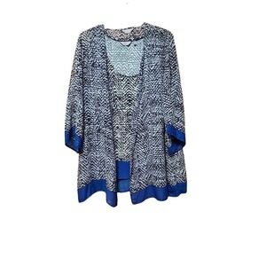 Coral Bay Women 1X Plus Tank Kimono Top Set Sheer Artsy Boho Beach Resort Summer